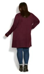 Evans Burgundy Red Knit Waterfall Cardigan 4