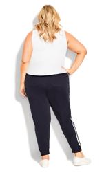 EVANS Plus Size Leisure Blue Double Stripe Jogger | Evans 3
