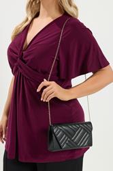 Black Chevron Clutch Bag | Yours Clothing 1
