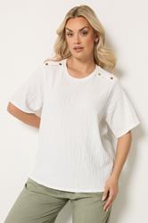 YOURS Plus Size White Bubble Texture Top | Yours Clothing 3