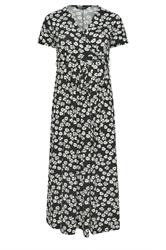 YOURS Plus Size Black Floral Short Sleeve Wrap Maxi Dress | Yours Clothing  5