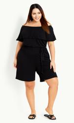 Plain Bardot Playsuit Black 2