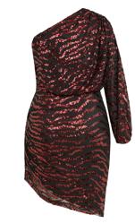 Evans Black Sequin Animal Print One Sleeve Mini Dress 5