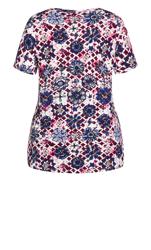 Notch Neck Print Purple Top 7