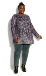 Evans Teal Blue Floral Long Sleeve Top 2