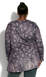 Evans Teal Blue Floral Long Sleeve Top 3