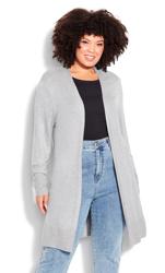 Evans Grey Clara Ribbed Detail Cardigan 2