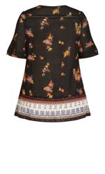 Floral Border Top Black 7