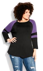 Splice Sleeve Eggplant Purple Top 1