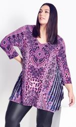 Evans Pink & Purple Mixed Animal Print Hanky Hem Top 2