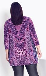 Evans Pink & Purple Mixed Animal Print Hanky Hem Top 4