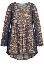 Evans Orange Paisley Print Peplum Top 6