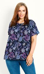 Floral Print Bardot Top Black 1
