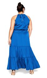 Evans Cobalt Blue Satin Tie Waist Smock Maxi Dress 3
