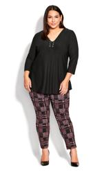 Evans Black Eyelet V-Neck Top 1