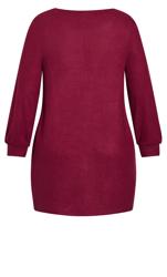 Evans Burgundy Red Pocket Longline Tunic Top | Evans 6