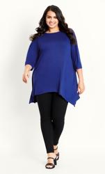 Evans Blue Essential Hanky Hem Top | Evans 1