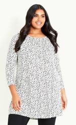 Spot Gathered Swing White Tunic 2