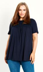Plain Shirred Yoke Top Ink 2