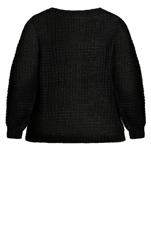 Waffle Knit Black V Neck Jumper 7