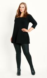 3/4 Sleeve Black Plain Swing Tunic 3