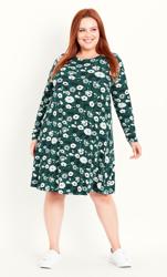 Swing Print Teal Dress 2
