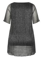 Evans Silver & Black Plisse Blouse 7