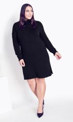 Evans Black Knitted Roll Neck Jumper Dress 2
