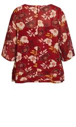 Evans Red Floral Print Frill Hem Blouse 6