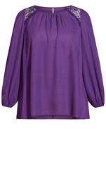 Evans Purple Lace Shoulder Blouse 5