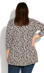 Black Dot Swing Panel Long Sleeve Tunic