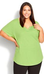 Evans Lime Green V-Neck Pocket T-Shirt 2