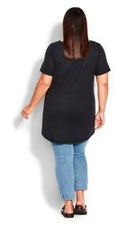 Evans Black Studded Neck T-Shirt 4