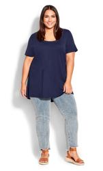Evans Navy Blue Stud Detail T-Shirt 2