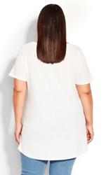 Evans White Studded Short Sleeve T-Shirt 4