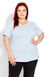 Evans Aqua Blue V-Neck T-Shirt 2