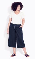 Navy Wide Leg Crop Trouser 1