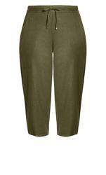 Khaki Linen Blend Crop Trouser 7