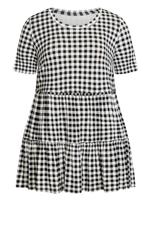 Evans Black Gingham Print Tiered Top 5