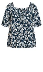 Smock Square Neck Midnight Blue Print Top 5