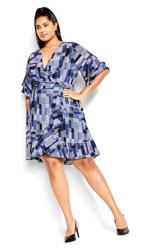 Evans Blue Geometric Print Wrap Dress 1