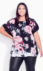 Evans Black & Pink Floral Print Chiffon Blouse 1
