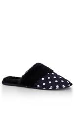 Ellie Black Heart Print Wide Fit Slipper 1