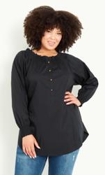 Sonya Ruffle Sleeve Black Smock Tunic 1