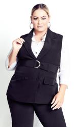 Evans Baptiste Black Dawn Buckle Up Sleeveless Blazer 6