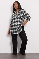 YOURS Plus Size Black Check Boyfriend Shirt | Yours Clothing 1