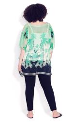 Evans Green & Navy Blue Palm Print Cape Top 4