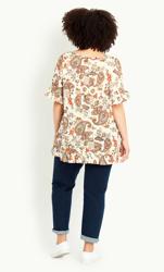 Evans Cream Paisley Print Frill Hem Top 5