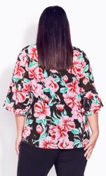 Evans Black Floral Print Frill Sleeve Blouse 4