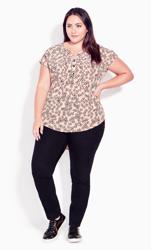 Button Pleat Peach Print Top 3